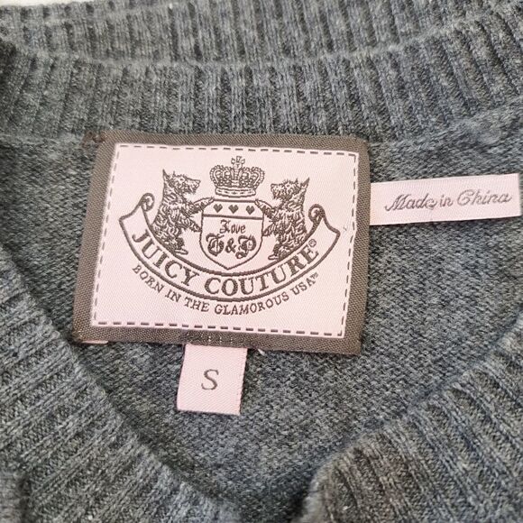 Y2K Juicy Couture Wool and Cashmere Bow Sweater in Heathered Gray Size Small - Picture 6 of 10